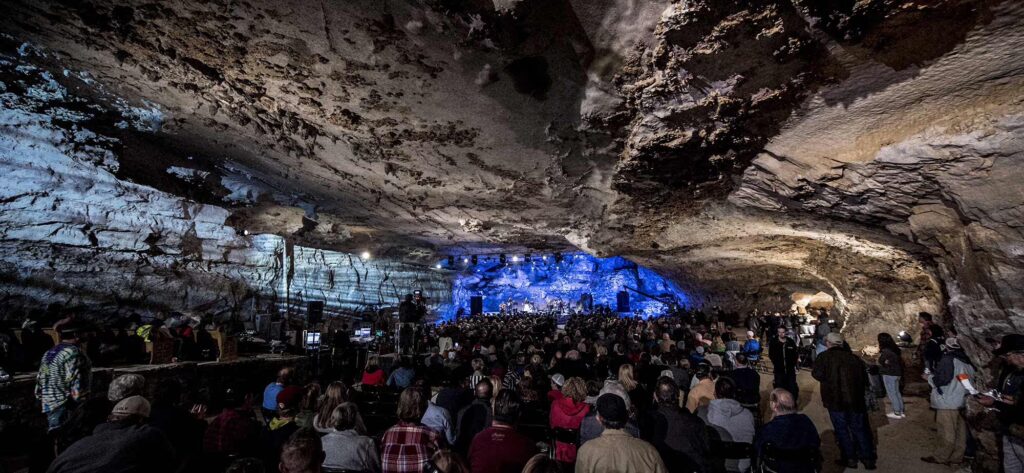 group of people in the caverns in Pelham TN